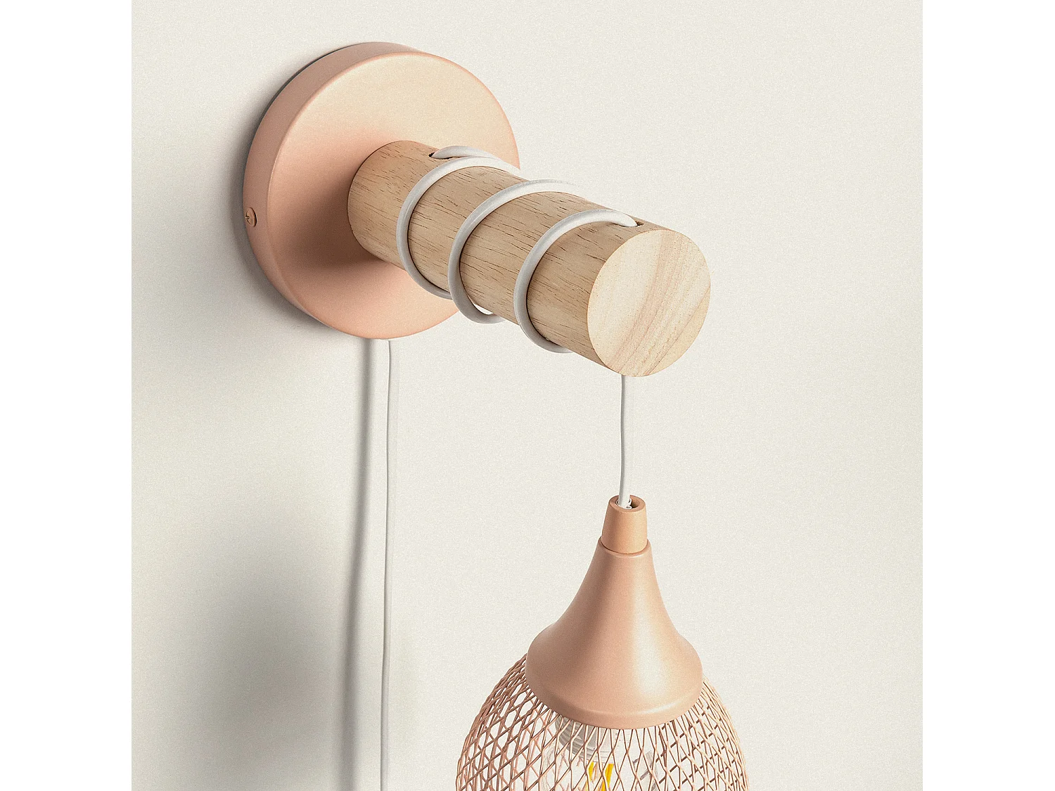 Lampe Murale Bois et Métal Monah Rose pastel