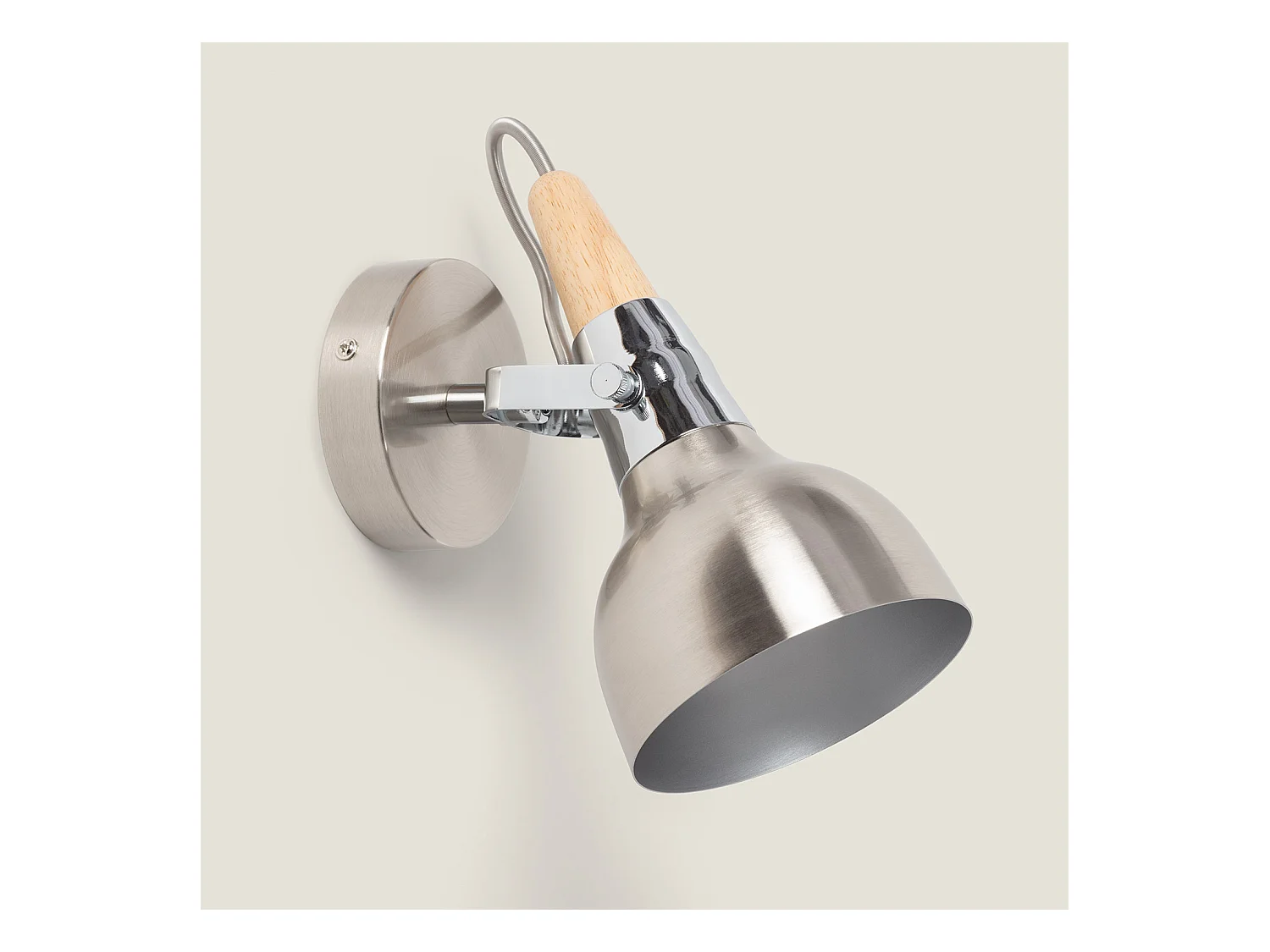 Lámpara de Pared Orientable Aluminio 1 Foco Plata Emer Plateado