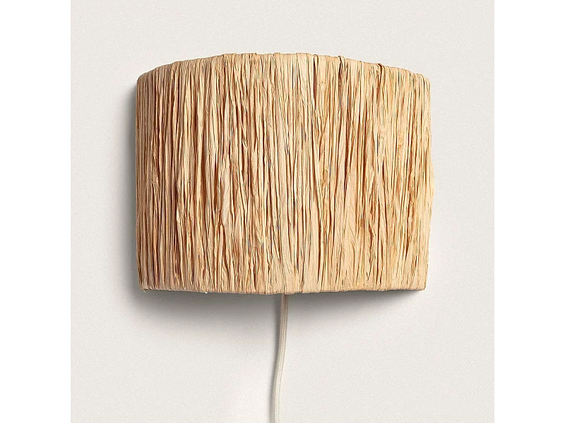 Lámpara de Pared Metal y Rafia Yubo Natural