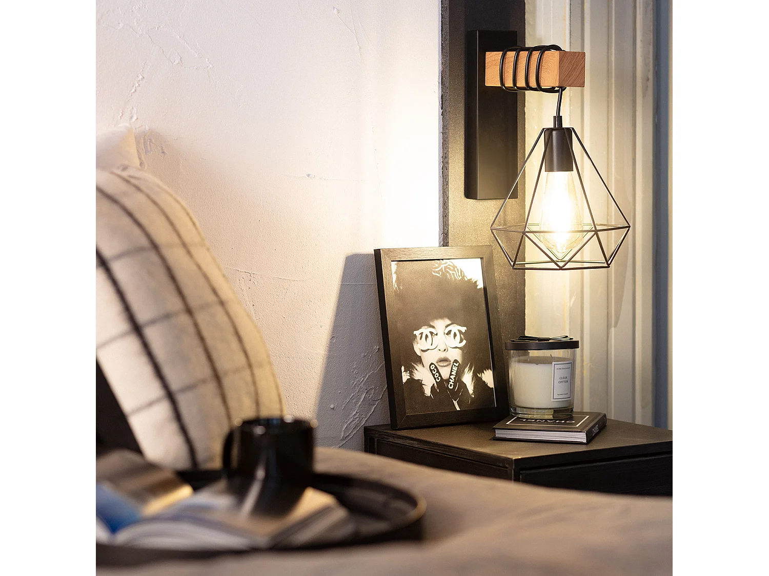 Lampe Murale Métal et Bois Sardo Noir