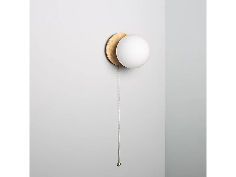 Applique Murale Bois et Verre Gold Orbit  Naturel