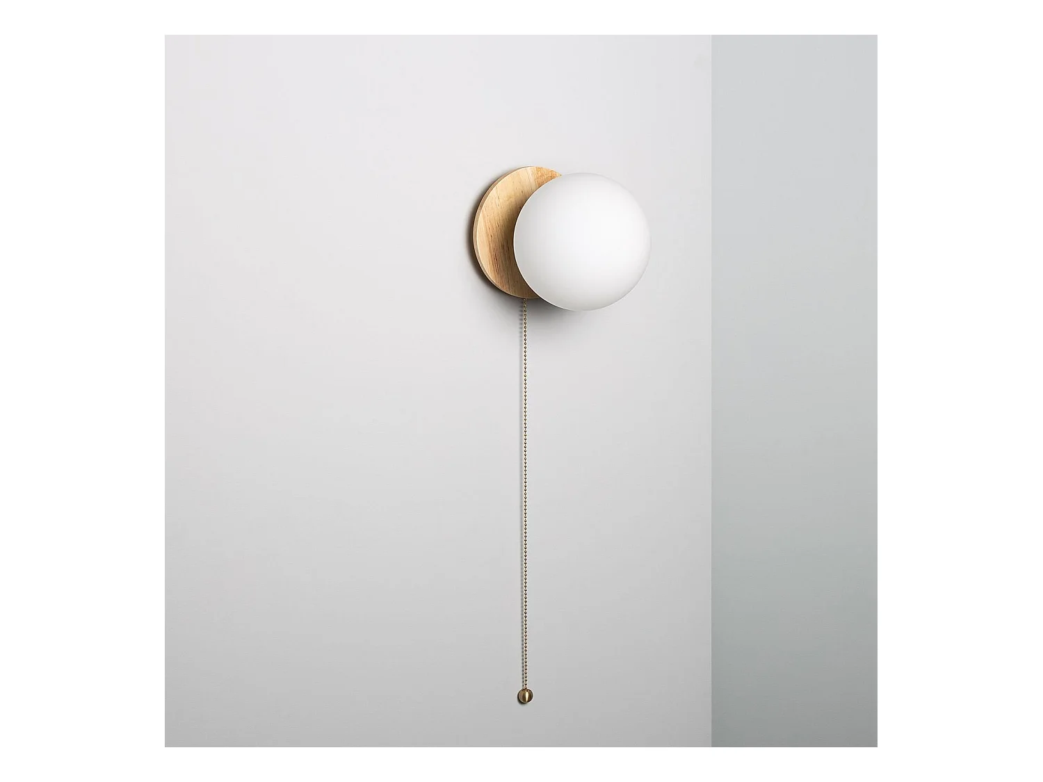 Applique Murale Bois et Verre Gold Orbit  Naturel