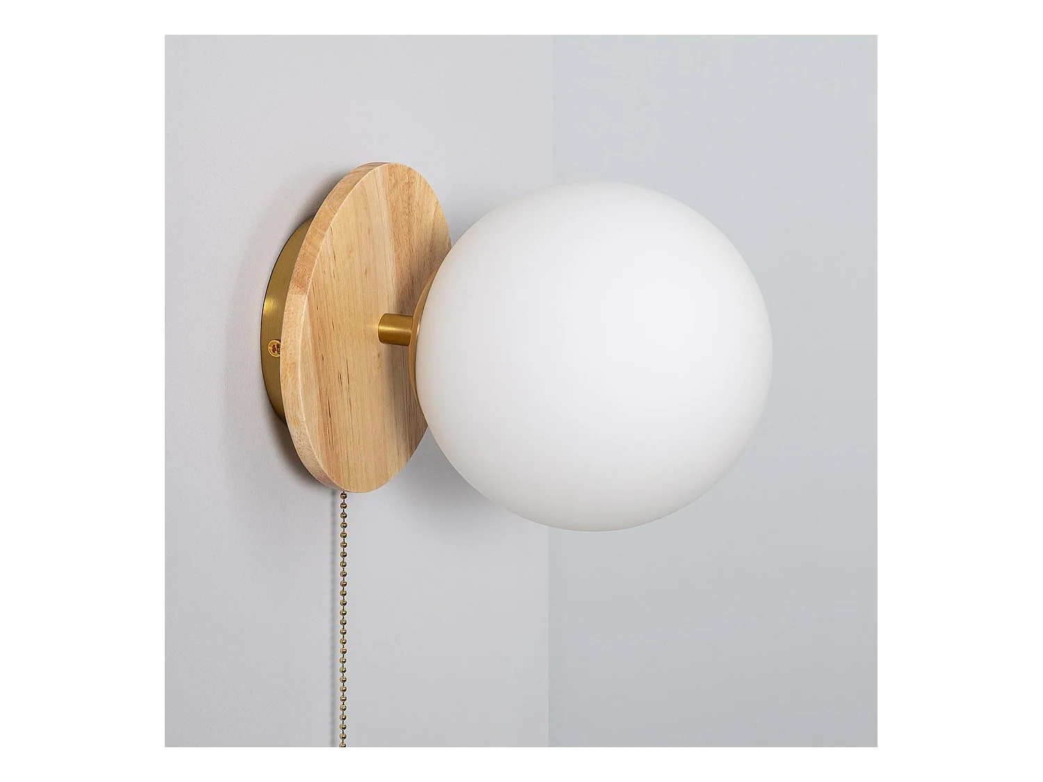 Applique Murale Bois et Verre Gold Orbit  Naturel