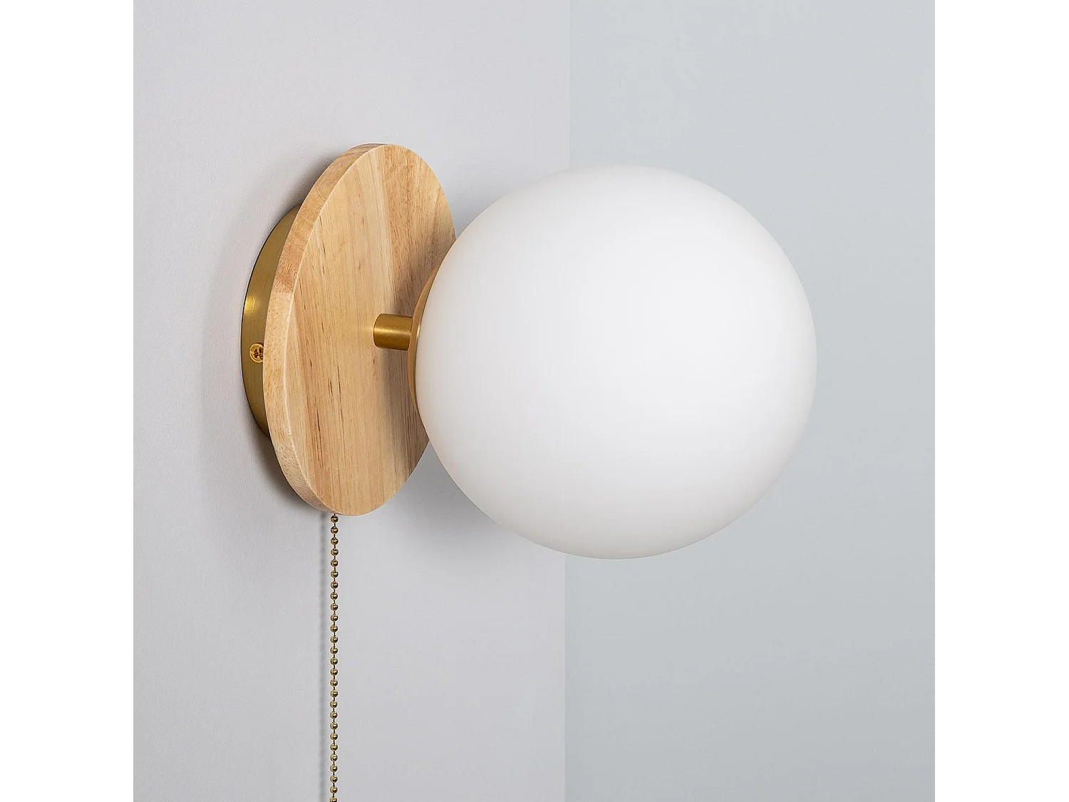 Applique Murale Bois et Verre Gold Orbit  Naturel