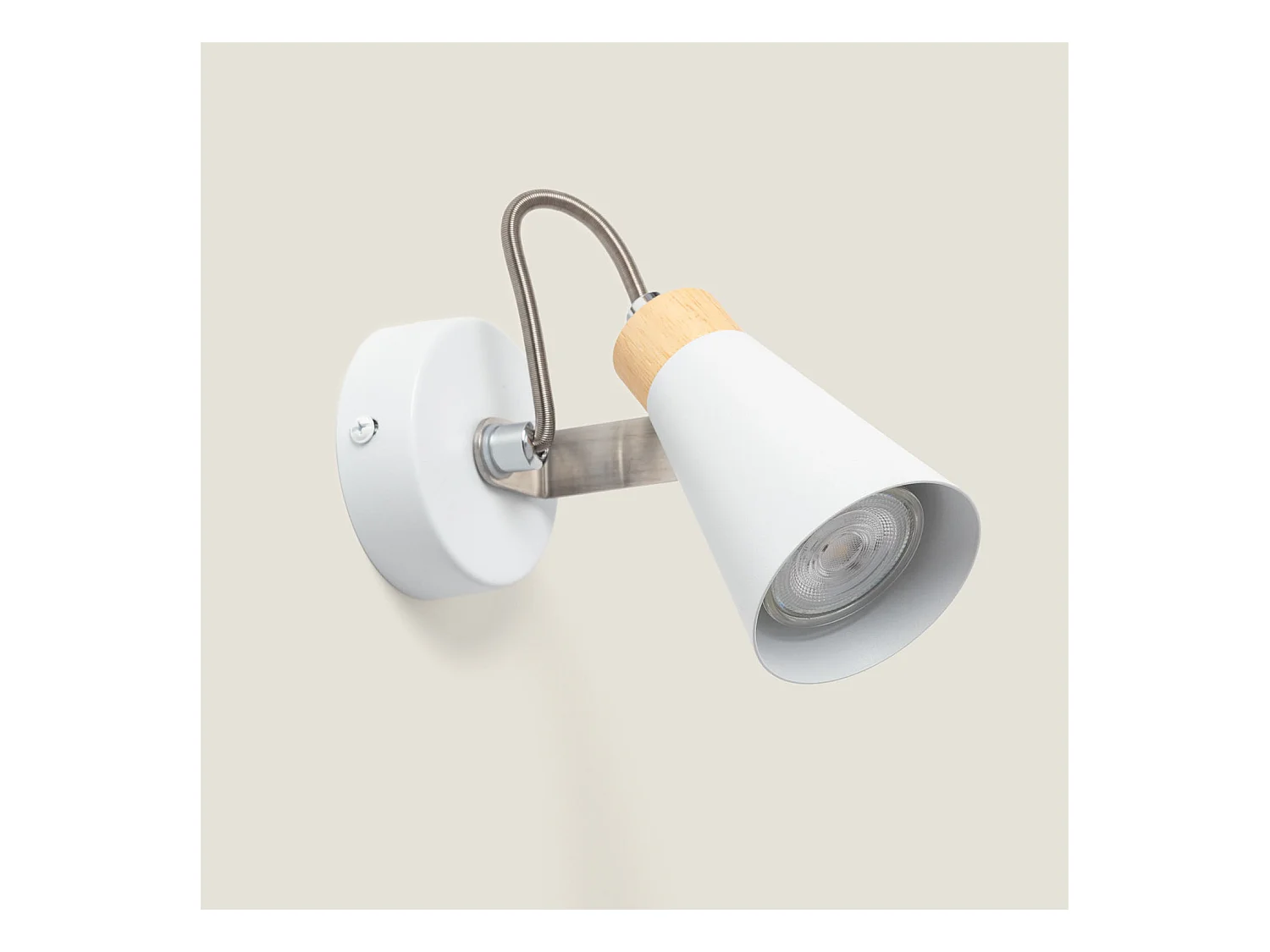 Lámpara de Pared Orientable Metal y Madera 1 Foco Mara Blanco