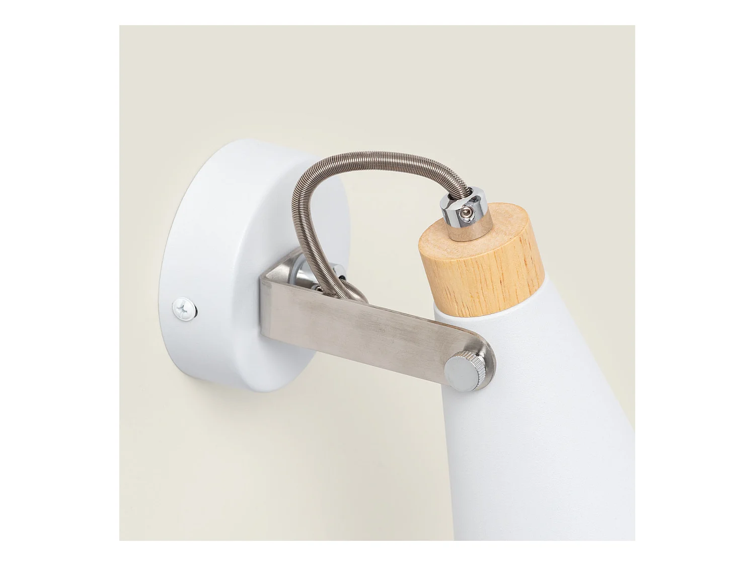 Lámpara de Pared Orientable Metal y Madera 1 Foco Mara Blanco