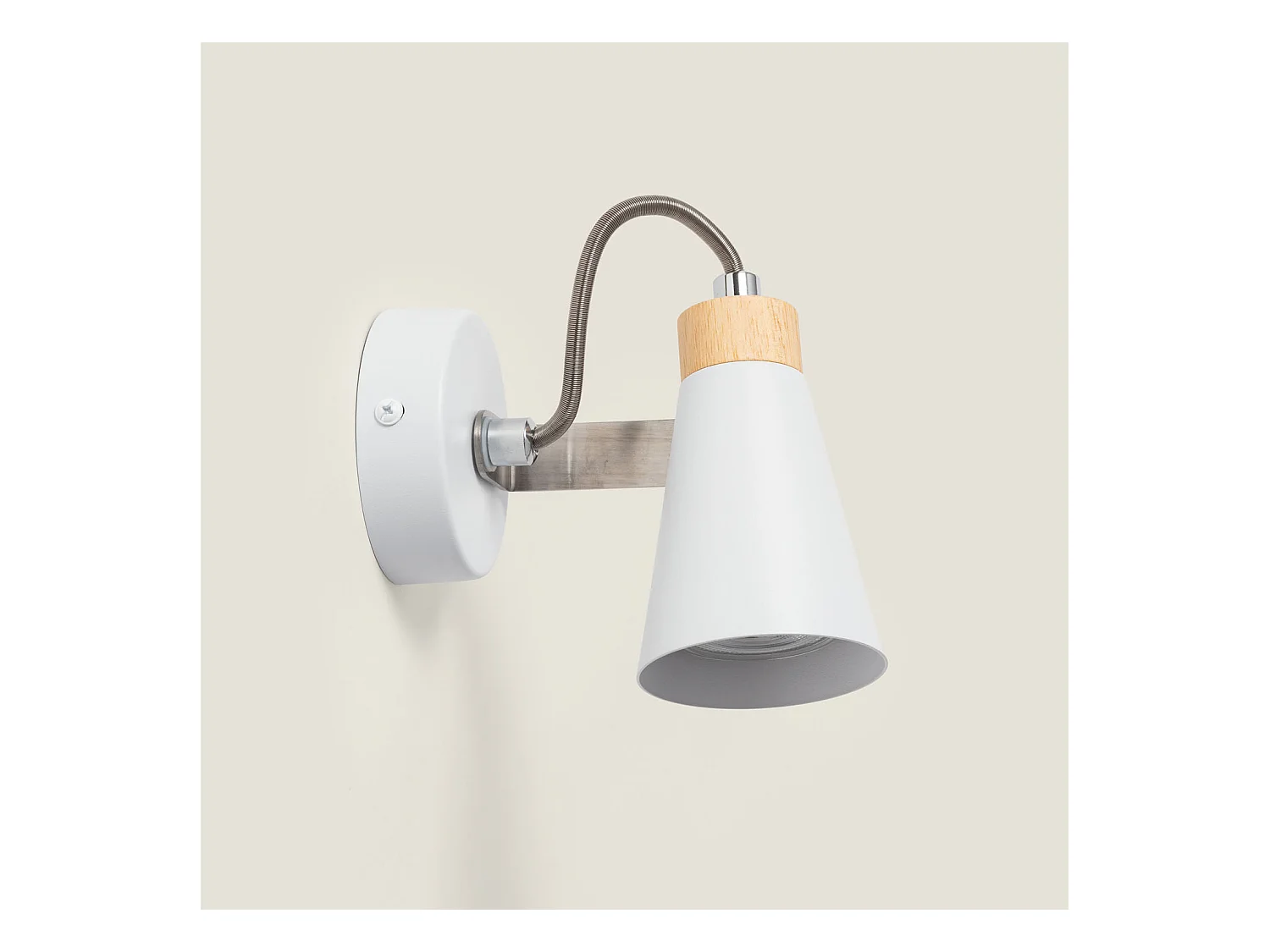 Lámpara de Pared Orientable Metal y Madera 1 Foco Mara Blanco