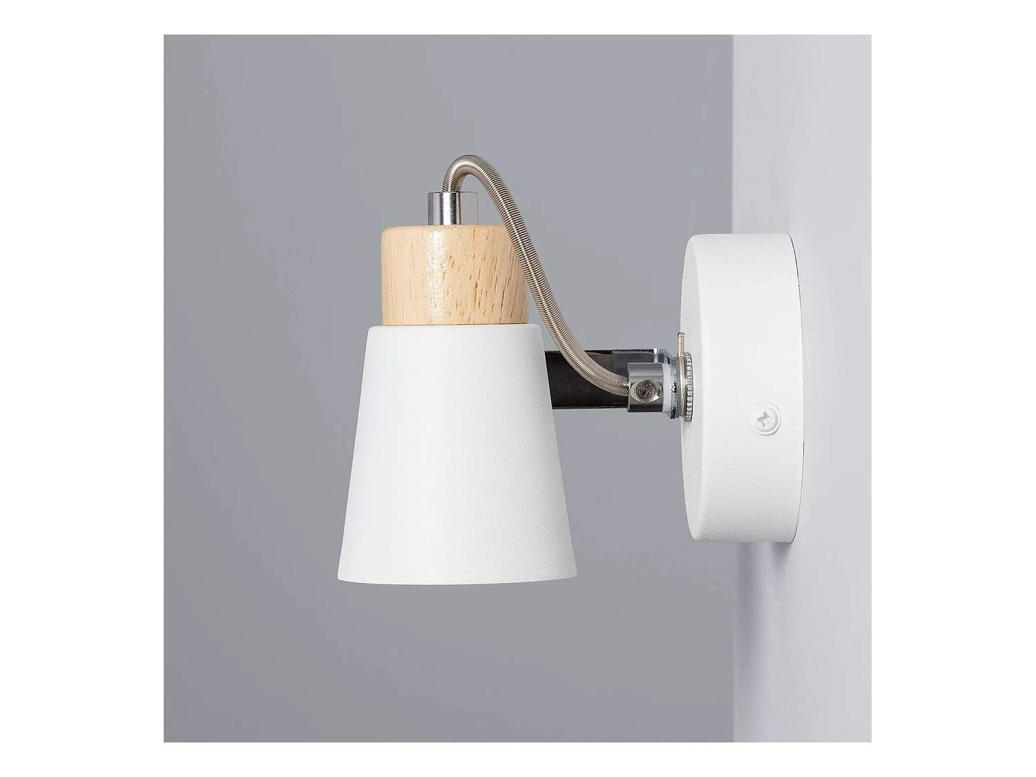Lámpara de Pared Orientable Metal y Madera 1 Foco Mara Blanco
