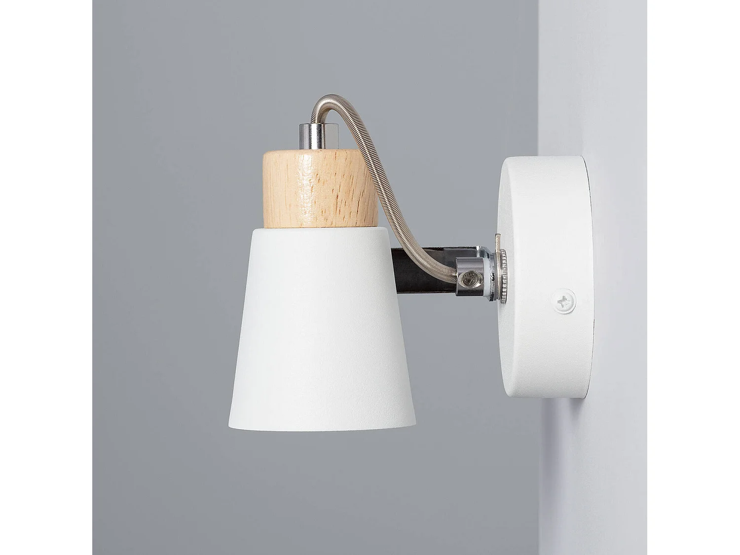 Lampe Murale Orientable Métal et Bois Mara 1 Spot  Blanc