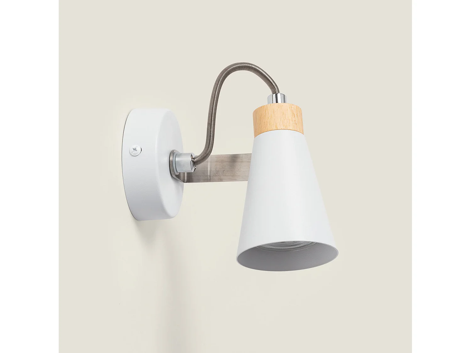 Lámpara de Pared Orientable Metal y Madera 1 Foco Mara Blanco