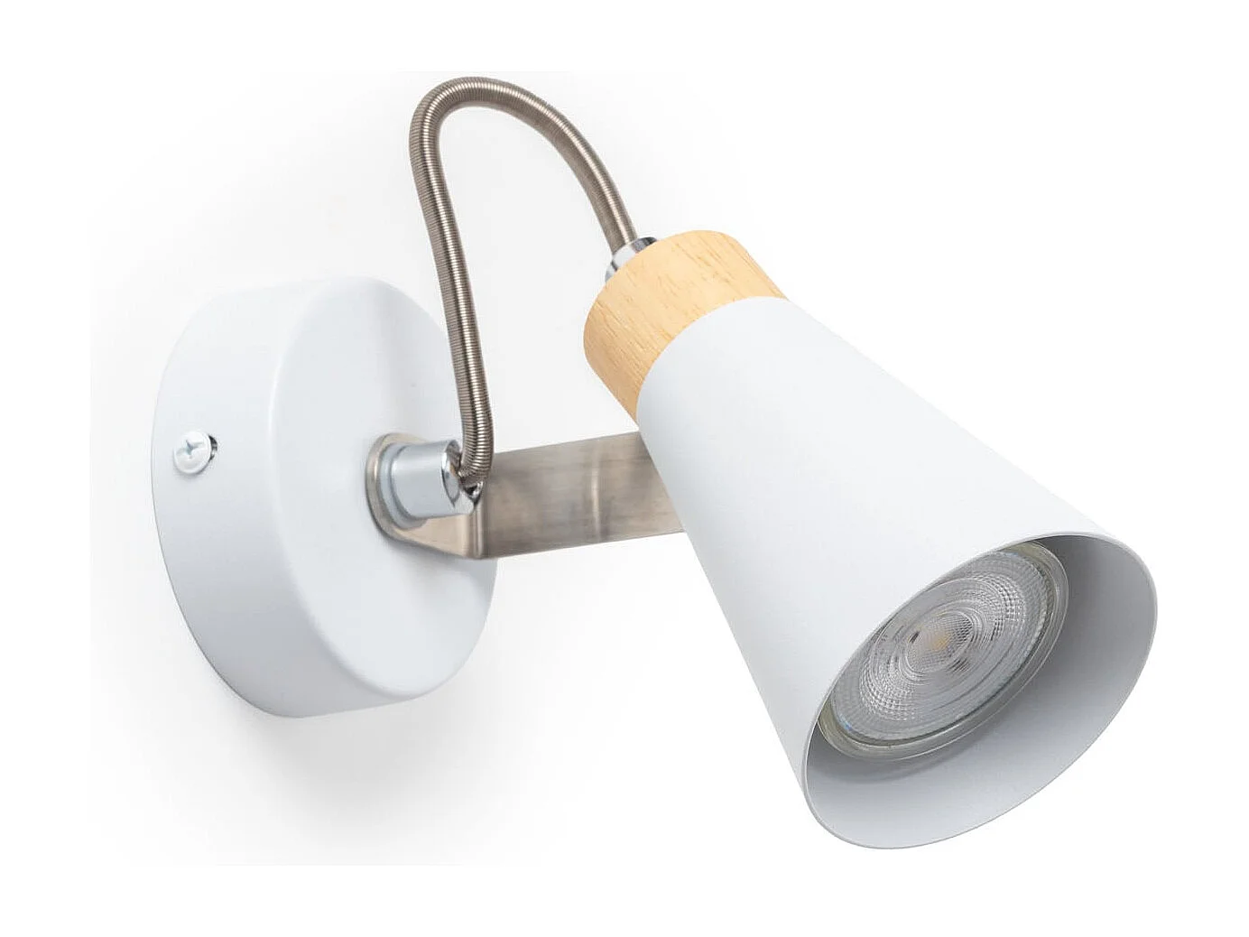 Lámpara de Pared Orientable Metal y Madera 1 Foco Mara Blanco