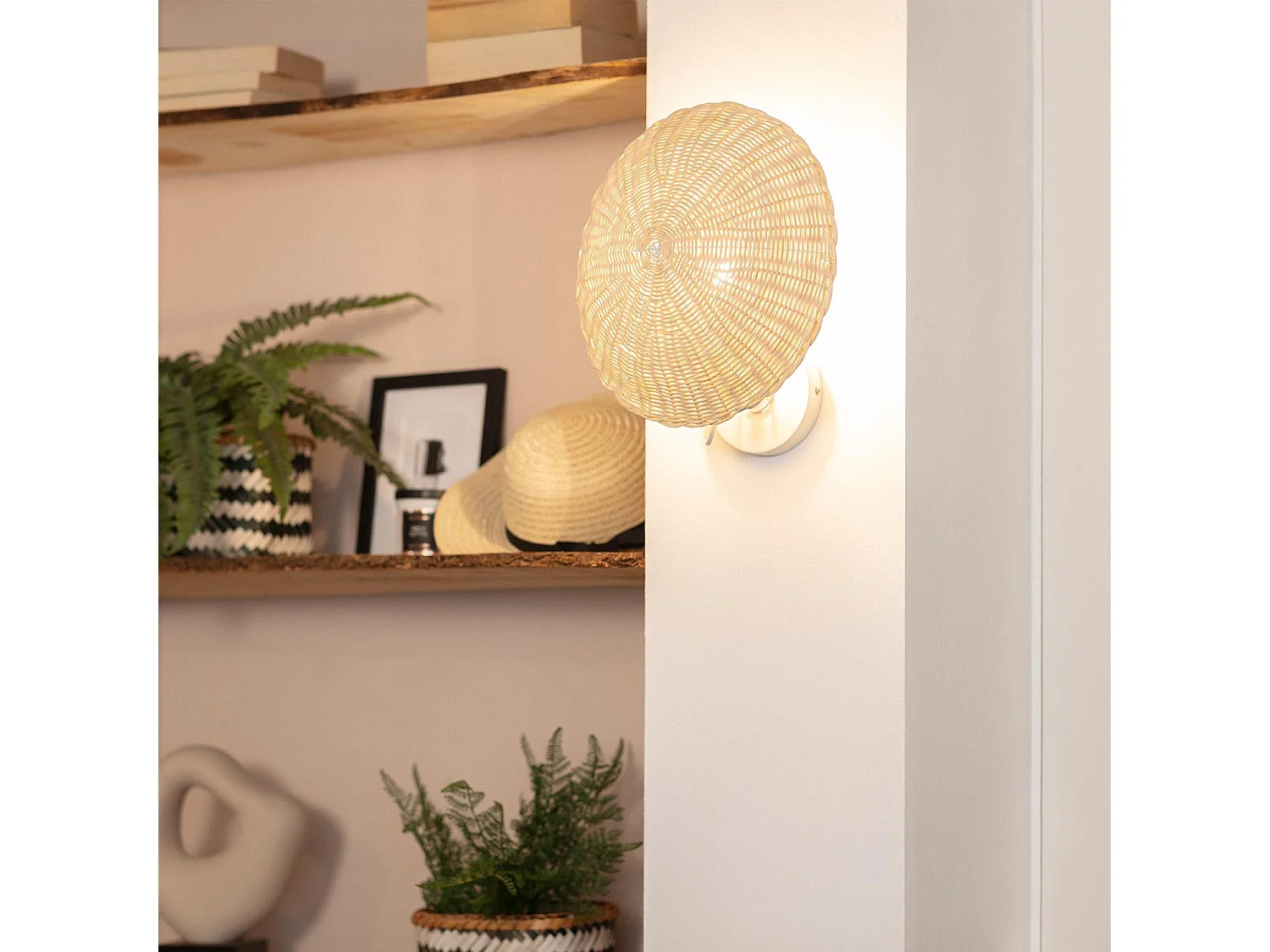 Applique Murale Rotin Salmor Blanc