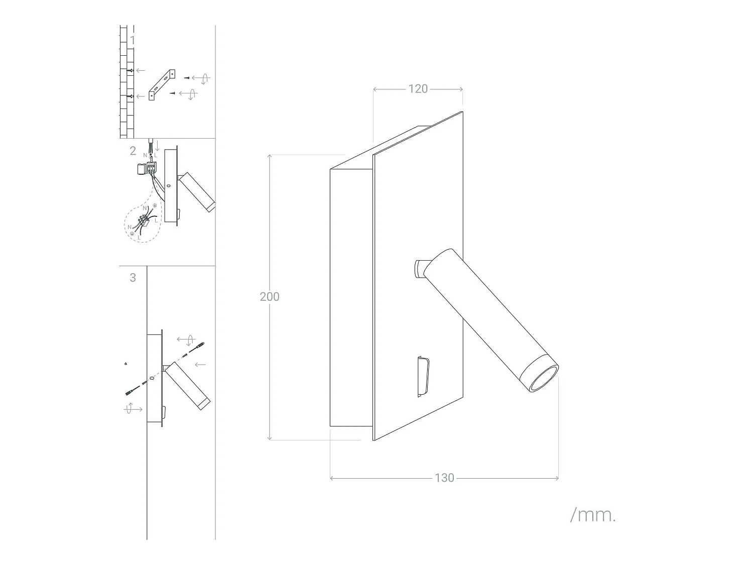 Applique Murale LED Aluminium Kaskazini 6W Noir