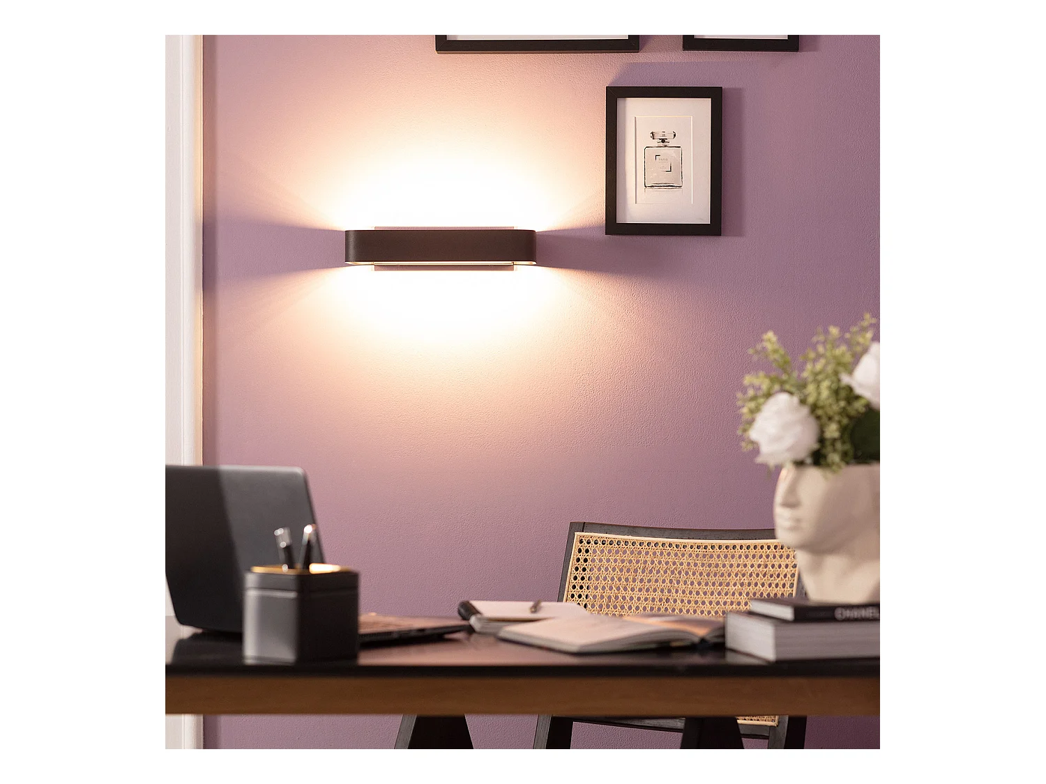 Applique Murale LED Aluminium Deves 9W Noire 2700K Blanc chaud