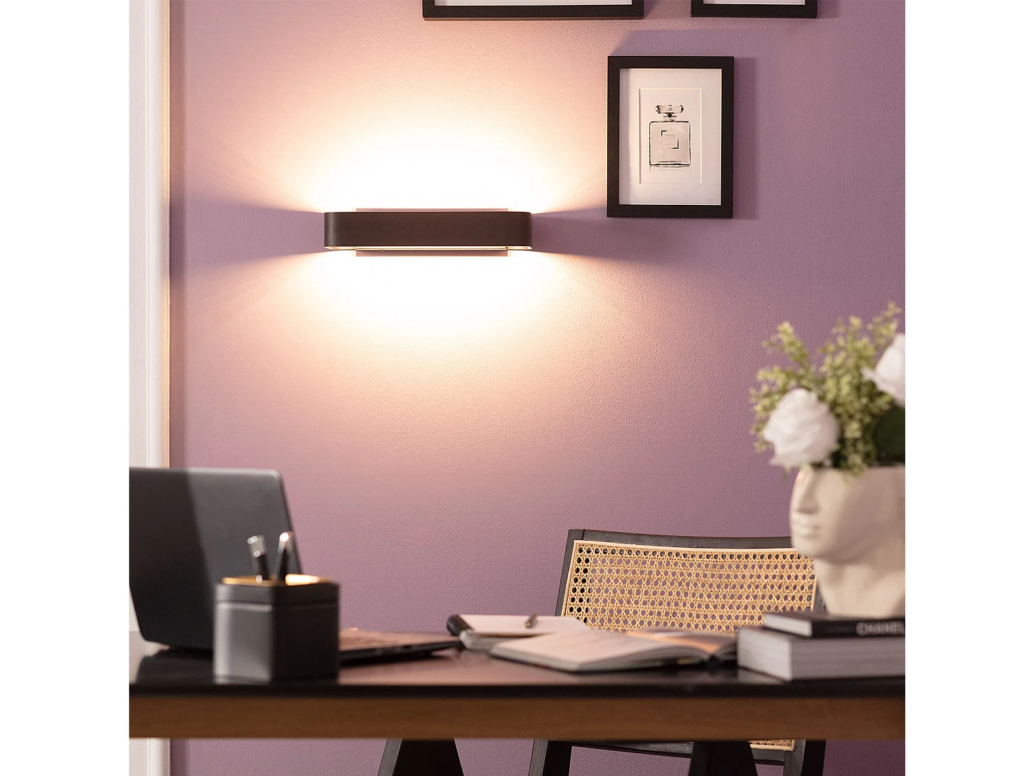 Applique Murale LED Aluminium Deves 9W Noire 2700K Blanc chaud