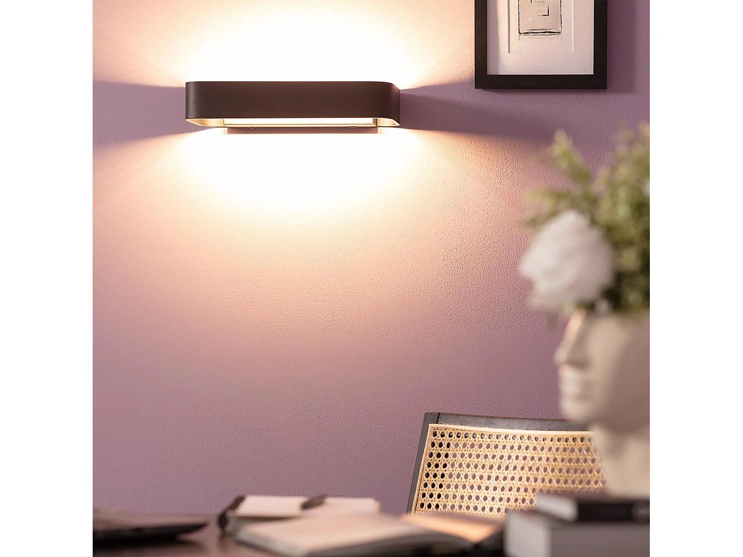 Applique Murale LED Aluminium Deves 9W Noire 2700K Blanc chaud