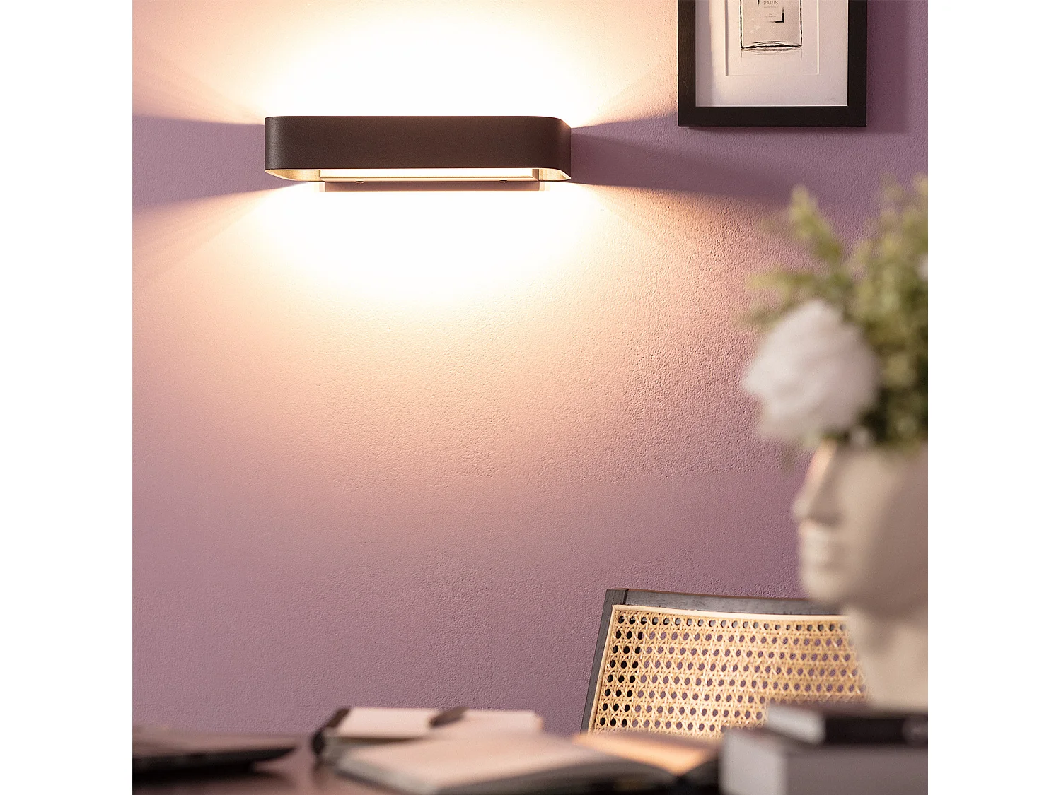 Applique Murale LED Aluminium Deves 9W Noire 2700K Blanc chaud