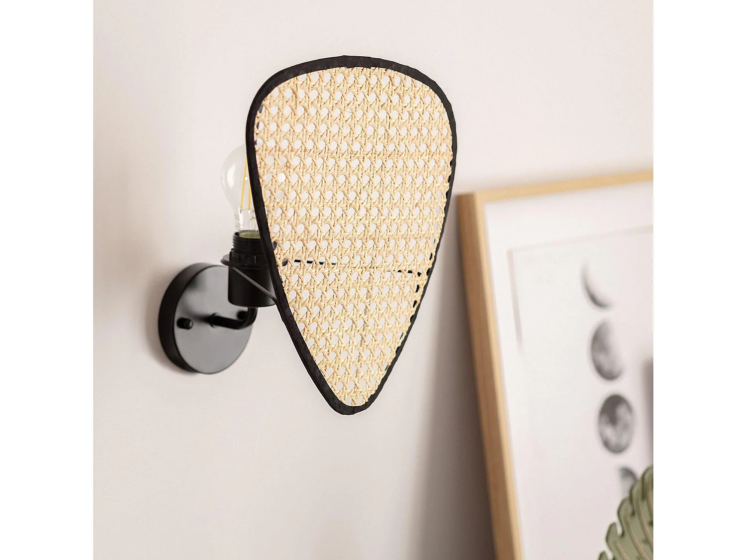Applique da Parete in Rattan Palma Nero
