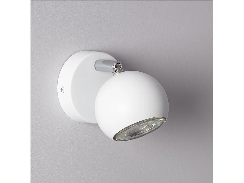 Lampada da Parete in Alluminio Orientabile 1 Faretto Ates Bianco Bianco