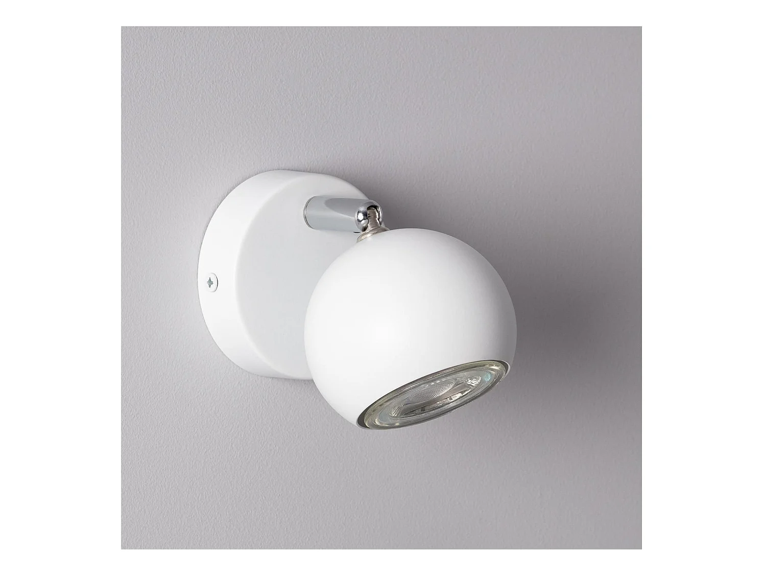 Lampada da Parete in Alluminio Orientabile 1 Faretto Ates Bianco Bianco