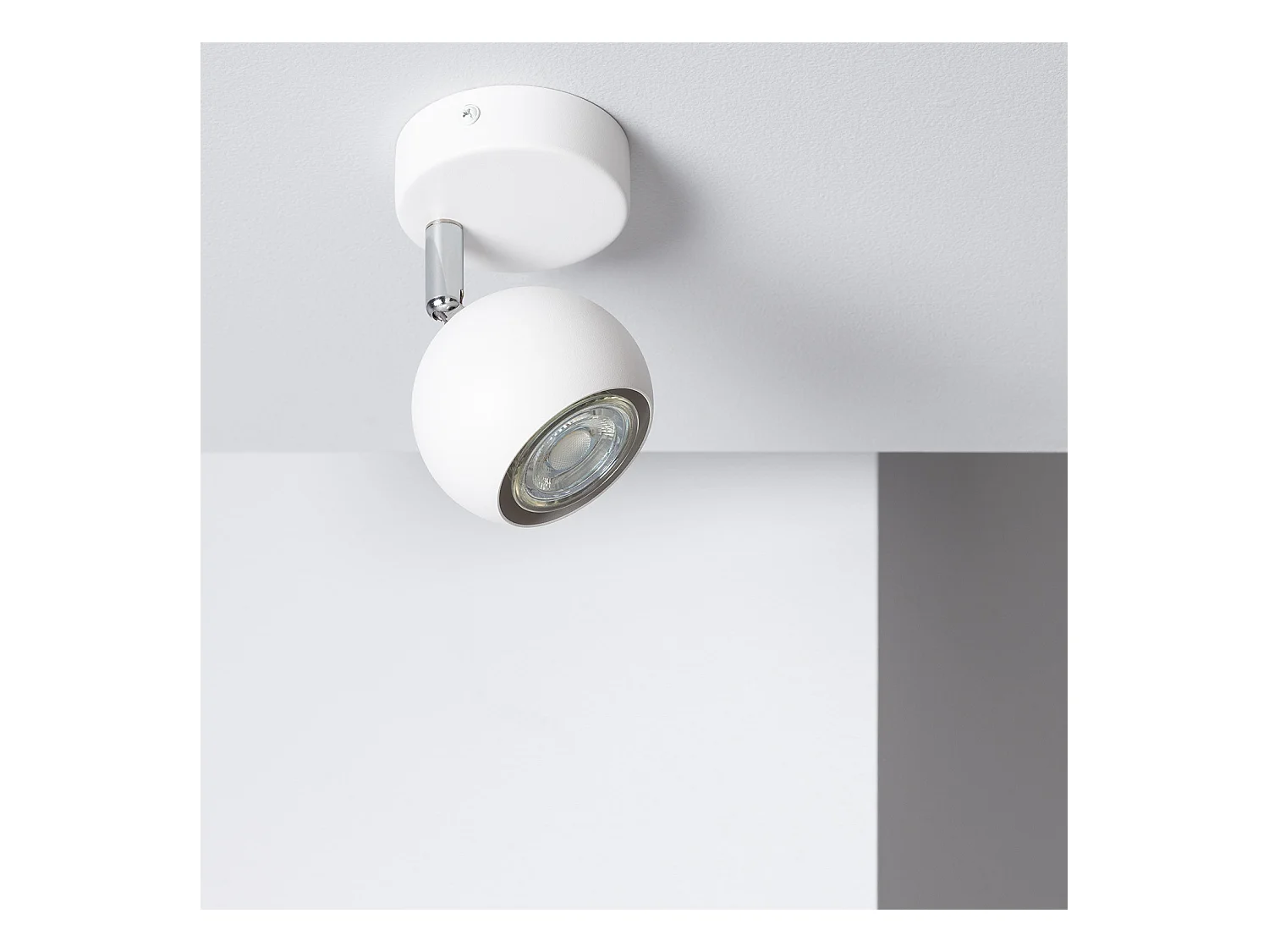 Lampada da Parete in Alluminio Orientabile 1 Faretto Ates Bianco Bianco