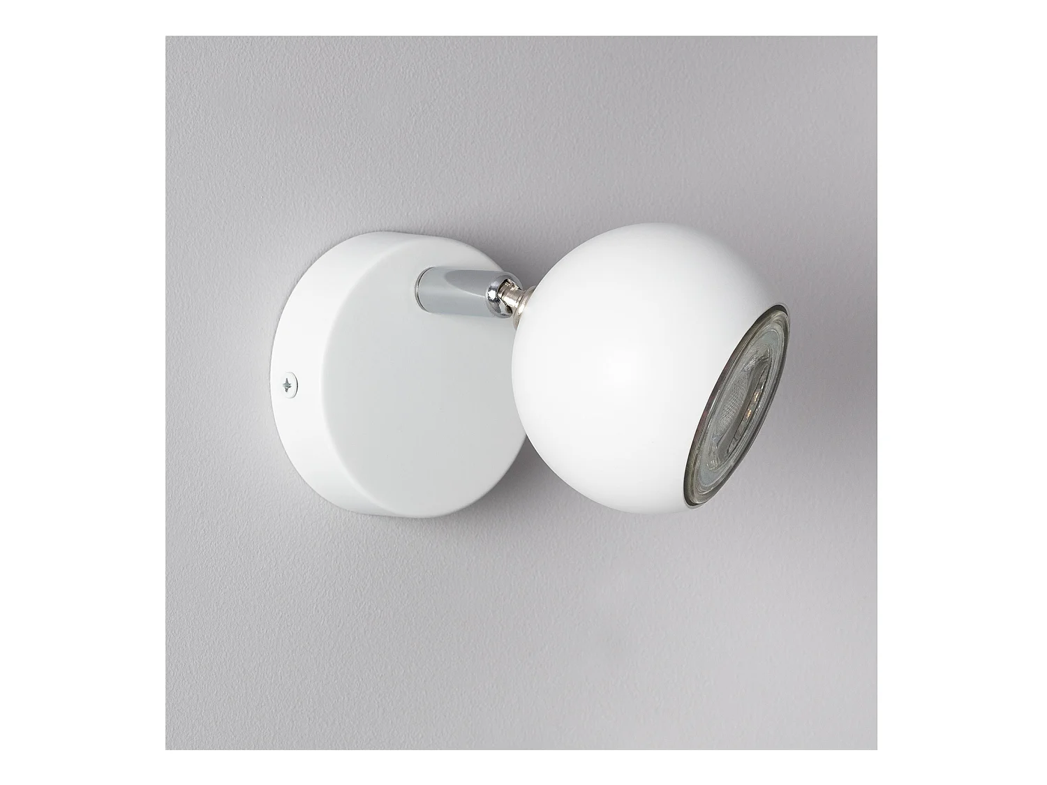 Lampada da Parete in Alluminio Orientabile 1 Faretto Ates Bianco Bianco
