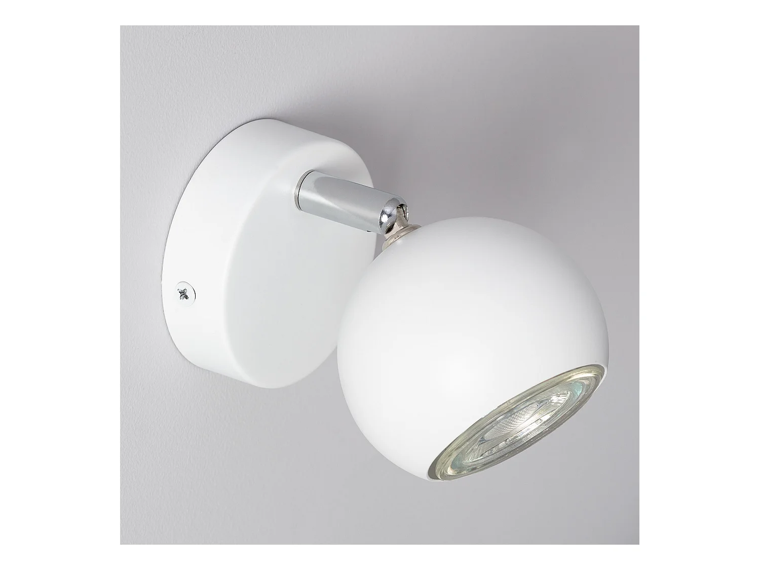 Lampada da Parete in Alluminio Orientabile 1 Faretto Ates Bianco Bianco