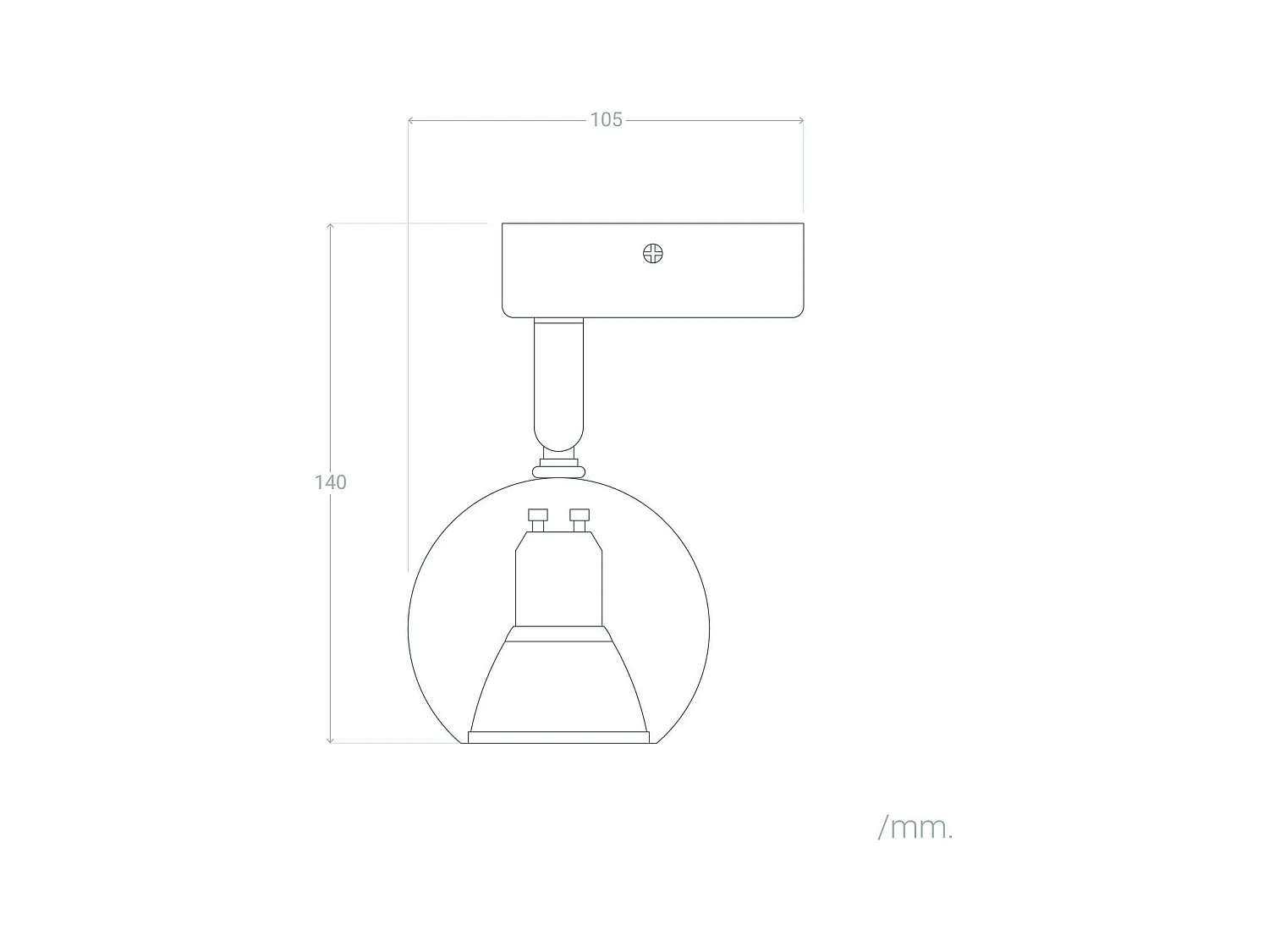Lampada da Parete in Alluminio Orientabile 1 Faretto Ates Bianco Bianco
