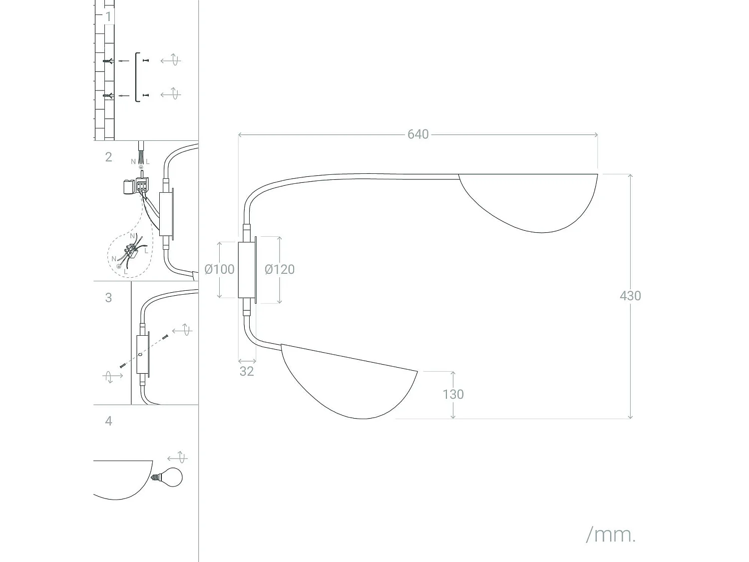 Lampe Murale Orientable Métal Sendai Noir