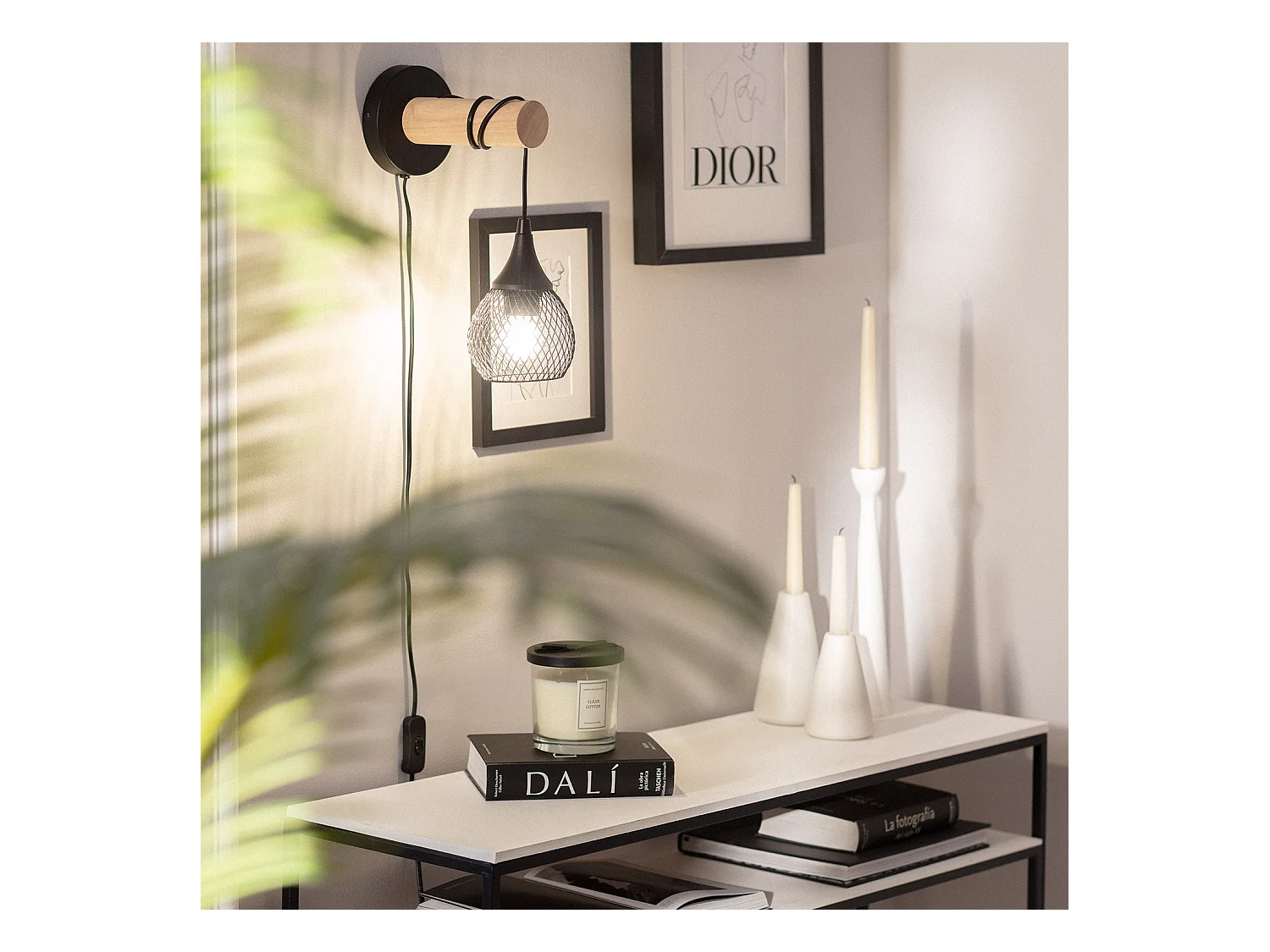 Lampada da Parete Legno e Metallo Monah Nero