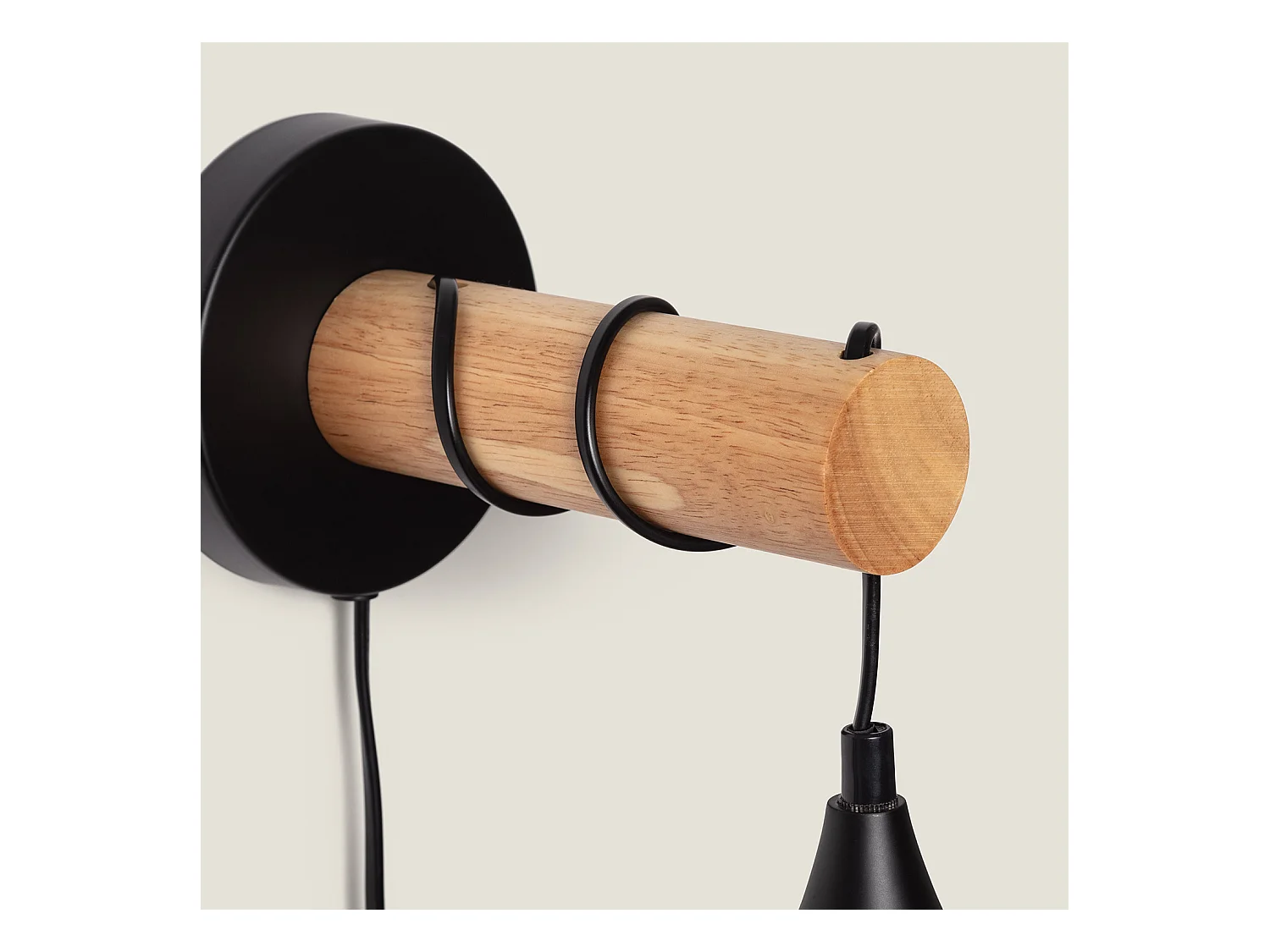 Lampada da Parete Legno e Metallo Monah Nero