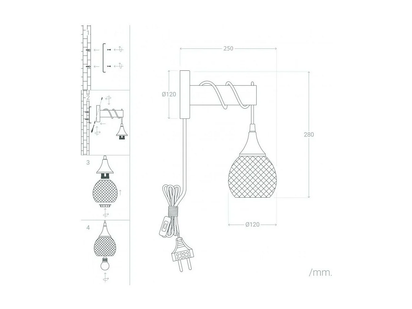 Lampe Murale Bois et Métal Monah Noir