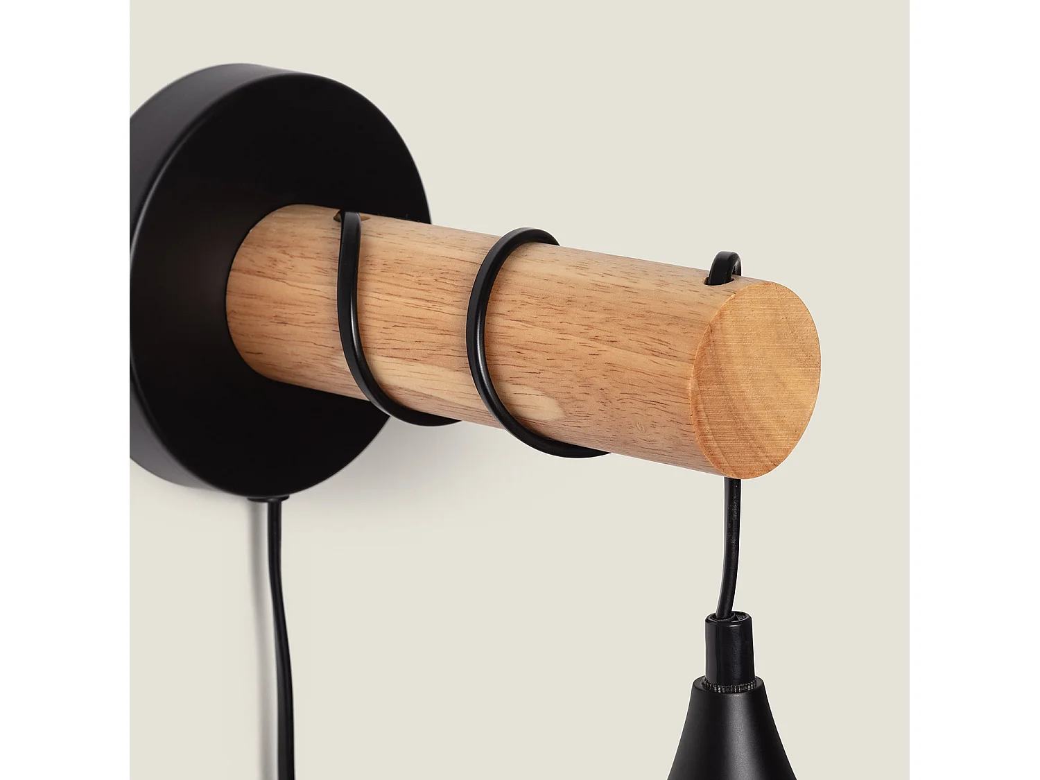 Lampada da Parete Legno e Metallo Monah Nero