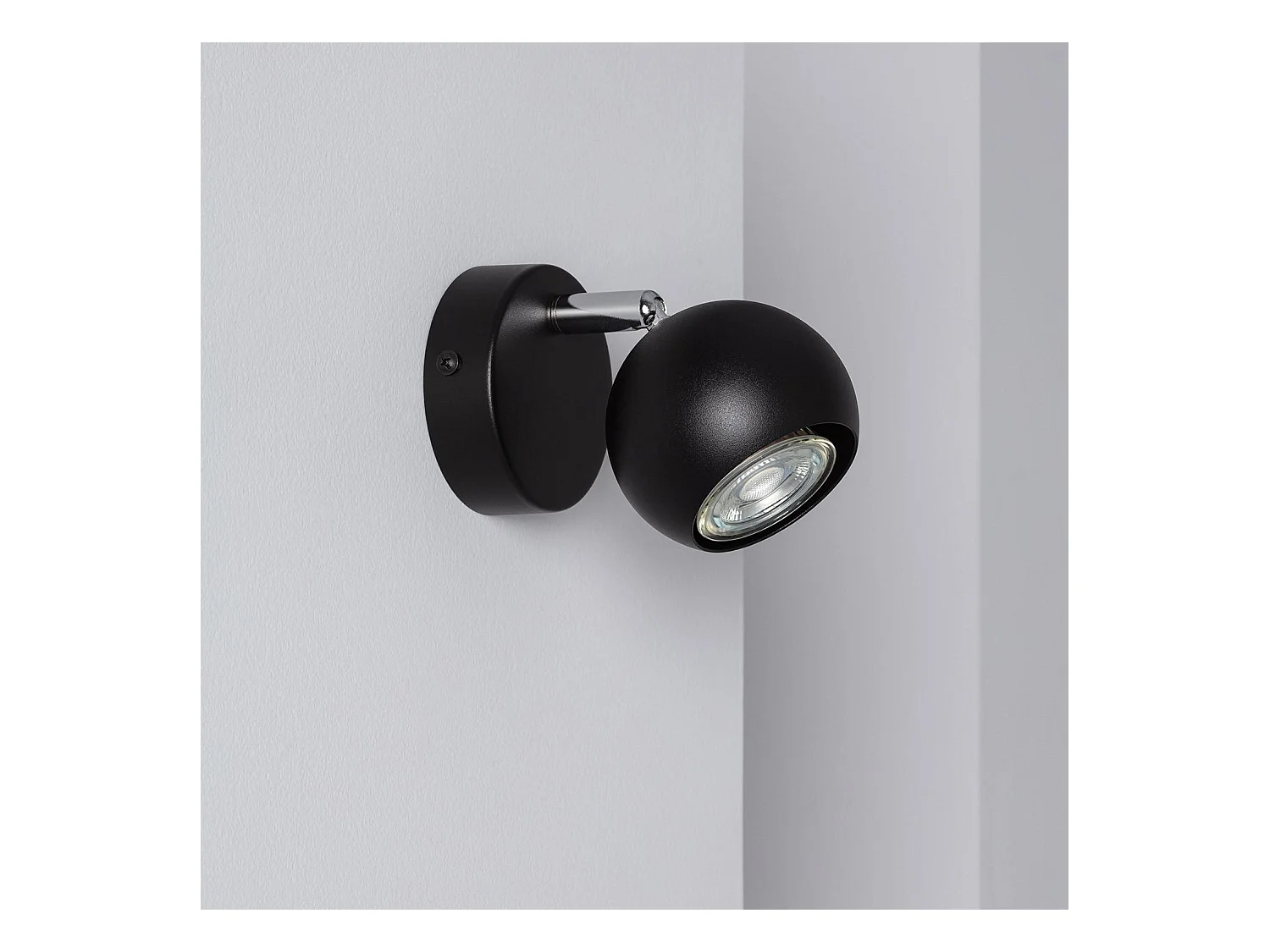 Lampada da Parete in Alluminio Orientabile 1 Faretto Ates Nero Nero