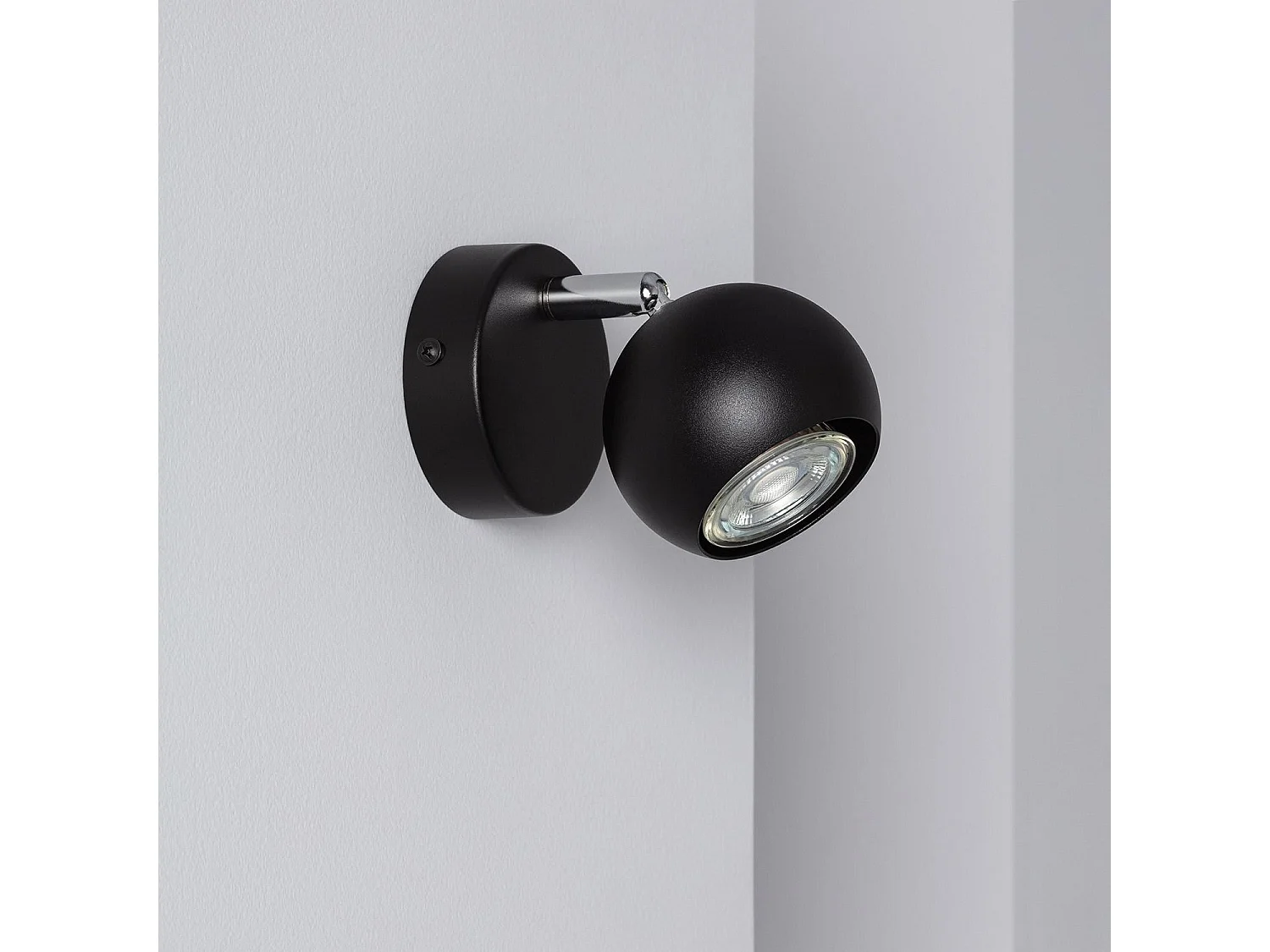 Lampada da Parete in Alluminio Orientabile 1 Faretto Ates Nero Nero