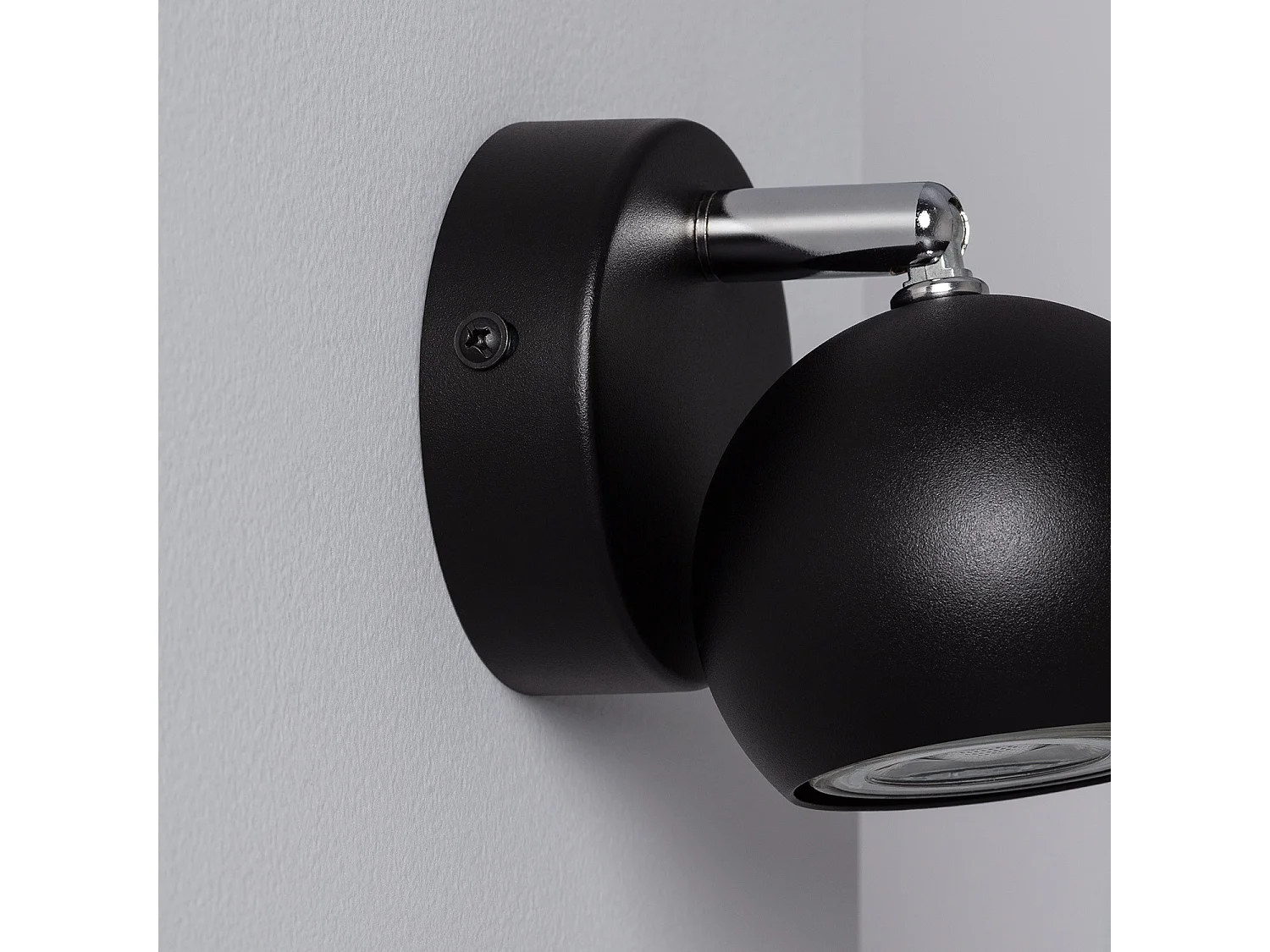 Lampada da Parete in Alluminio Orientabile 1 Faretto Ates Nero Nero