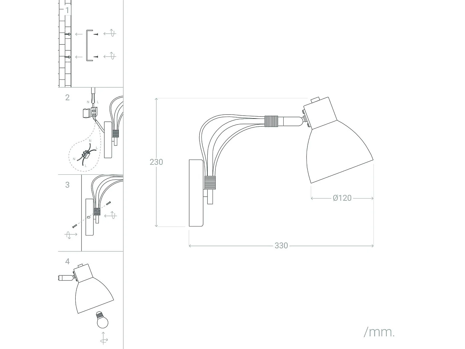 Lampe Murale Orientable Bois et Métal Cubal  Blanc