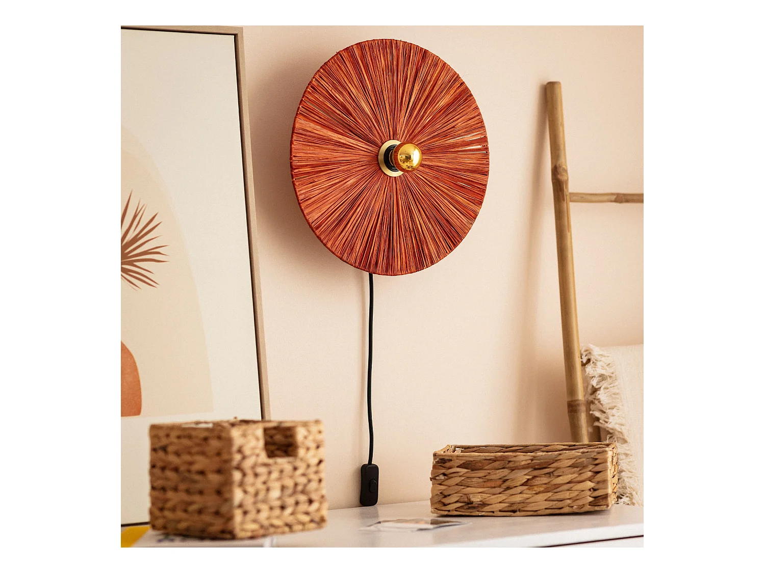 Applique da Parete Rafia Kanga Terracotta