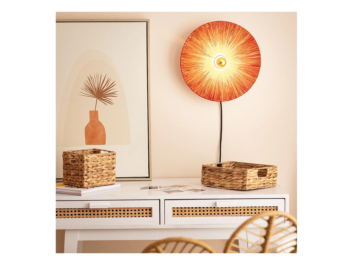 Applique Murale Raphia Kanga  Terre cuite