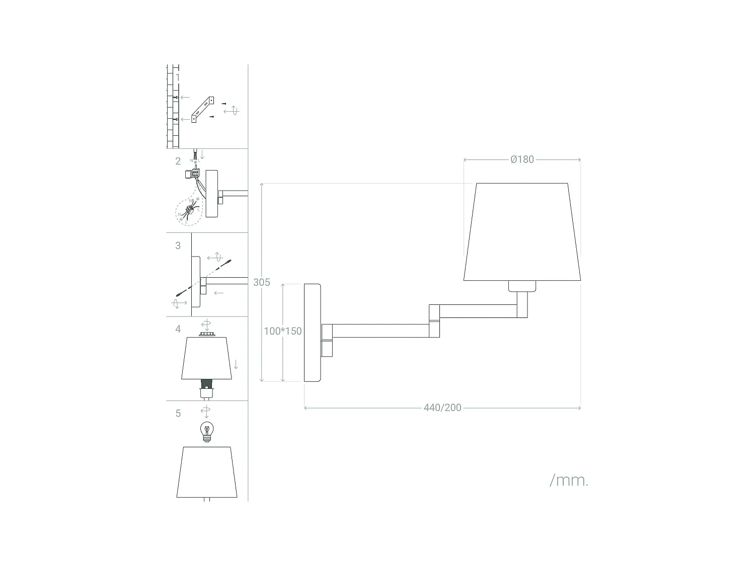 Lámpara de Pared Articulable Aluminio Ugani Blanco