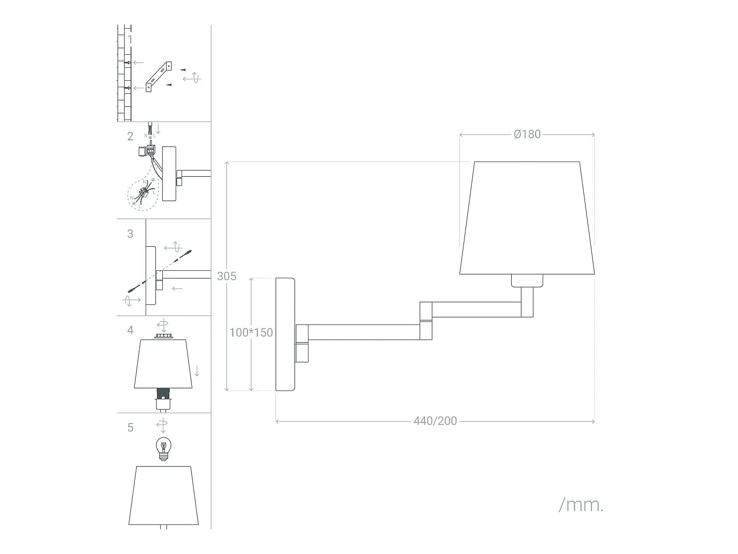 Lámpara de Pared Articulable Aluminio Ugani Blanco