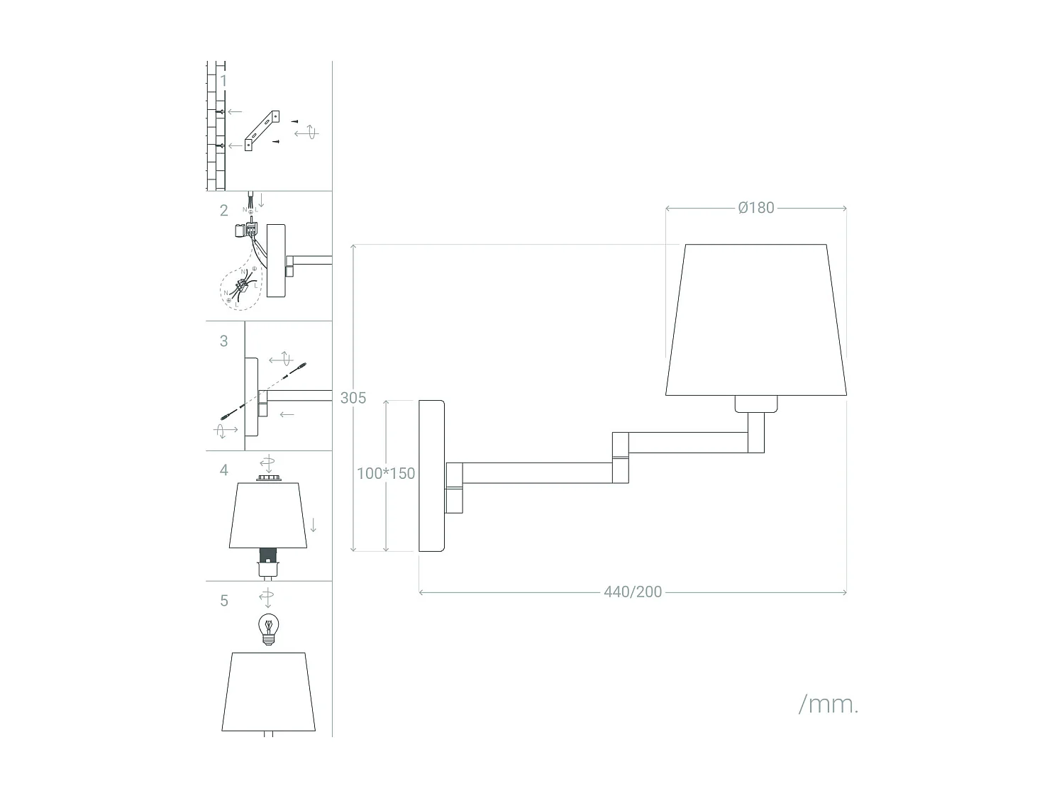 Lampe Murale Articulée Aluminium Ugani Blanc