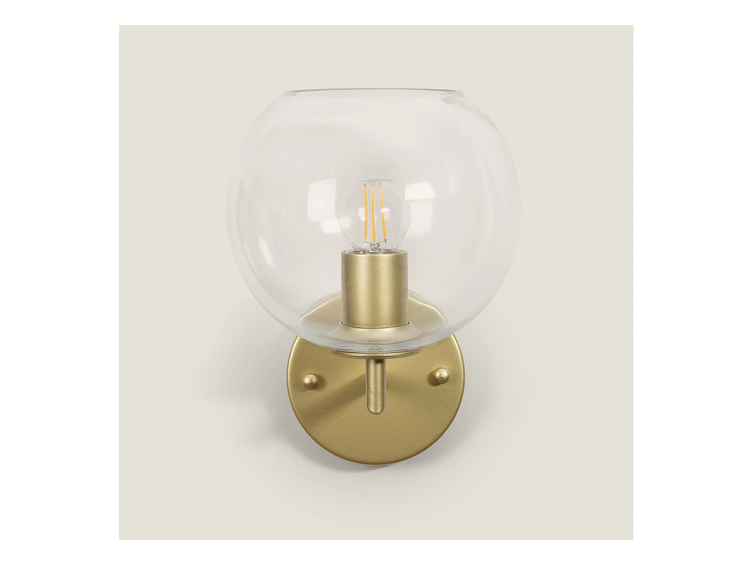 Lámpara de Pared de Metal y Cristal Round Bern Dorado