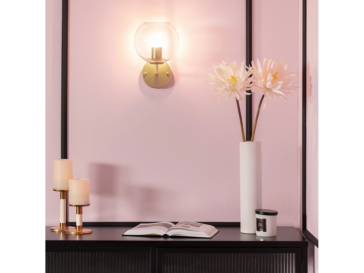 Lampada da Parete Metallo e Vetro Round Bern Oro