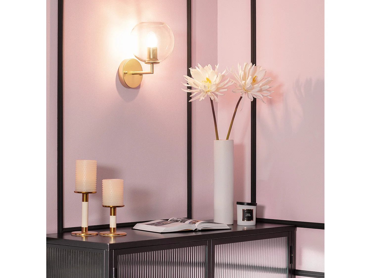 Lampada da Parete Metallo e Vetro Round Bern Oro