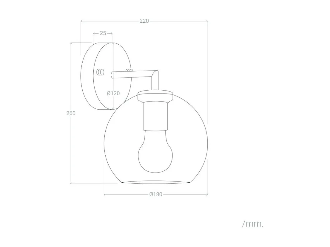 Lampada da Parete Metallo e Vetro Round Bern Oro