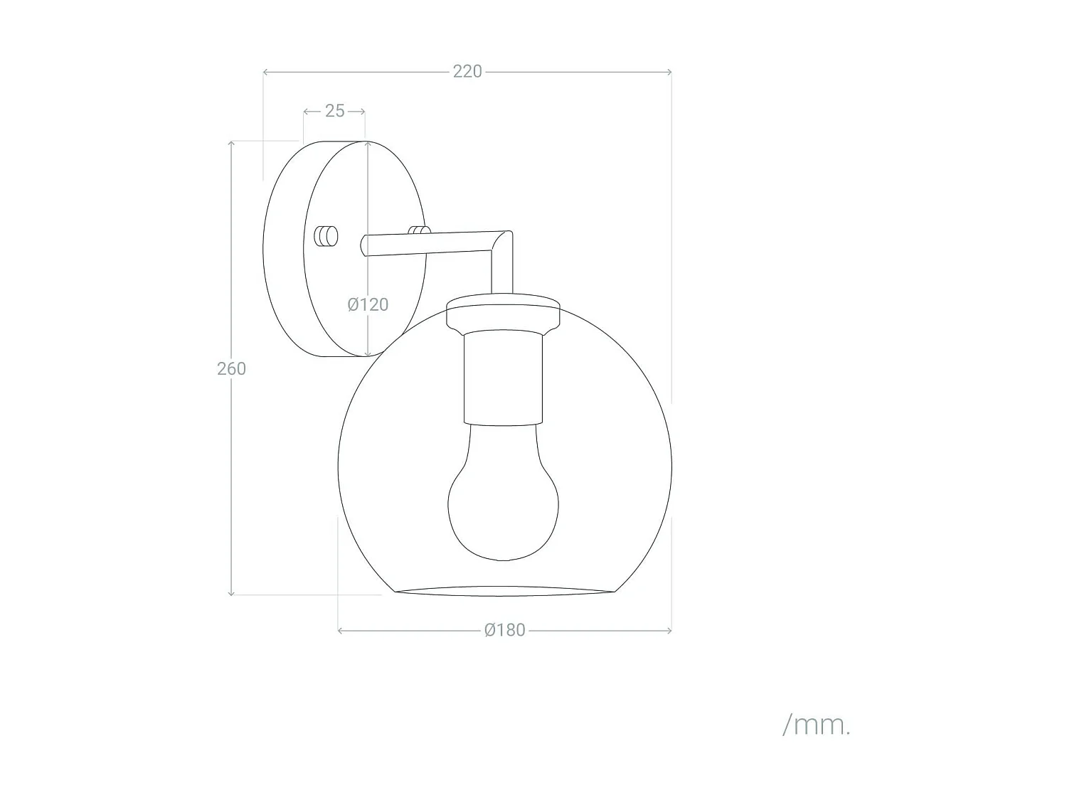 Lampada da Parete Metallo e Vetro Round Bern Oro