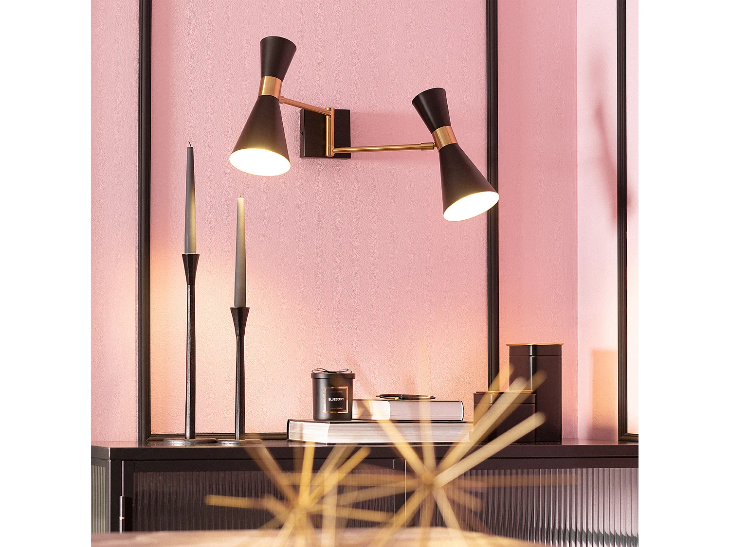 Lampe Murale Orientable Métal Jigger 2 Spots Noir