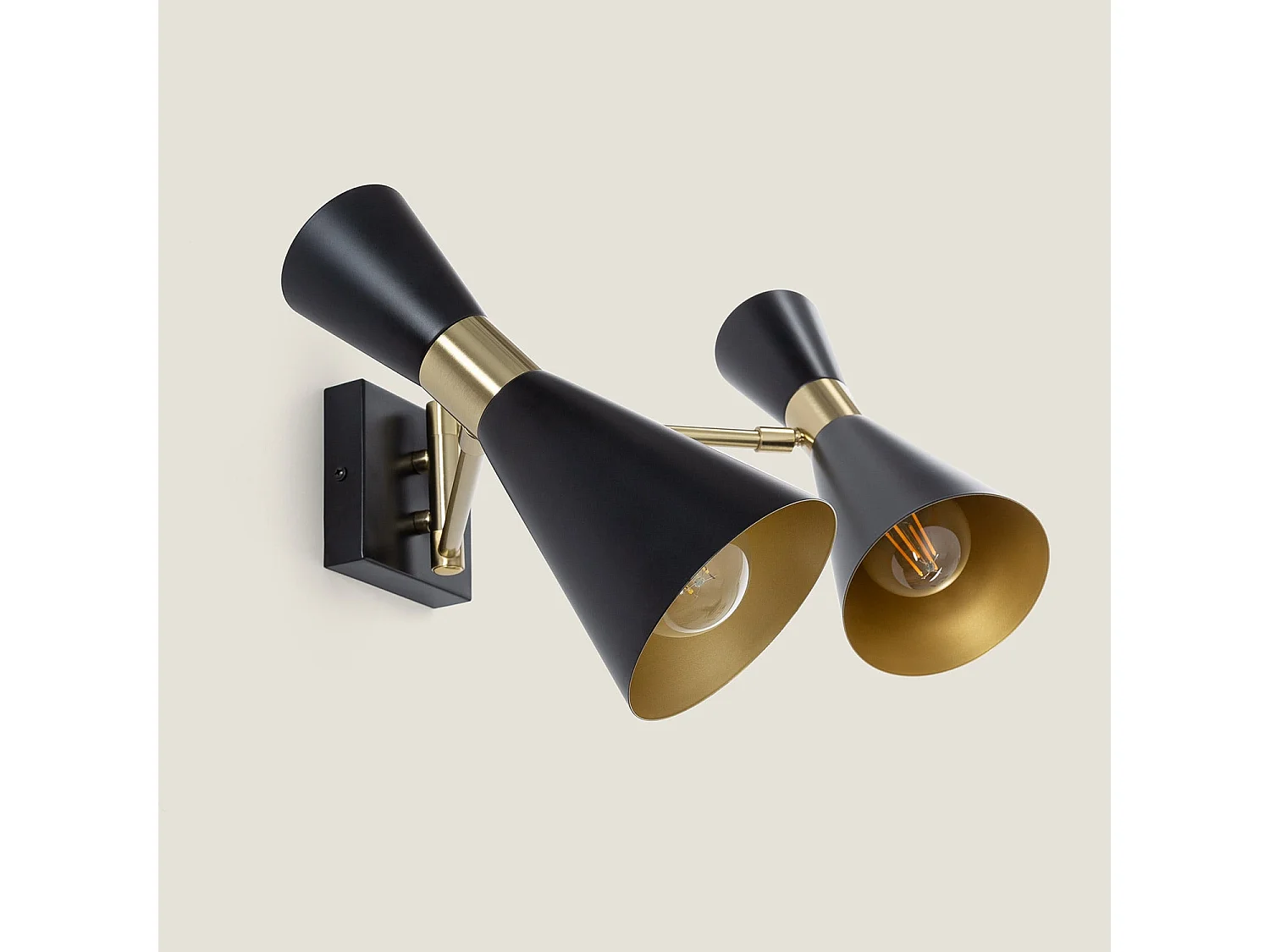 Lampada da Parete Orientabile Metallo 2 Faretti Jigger Nero