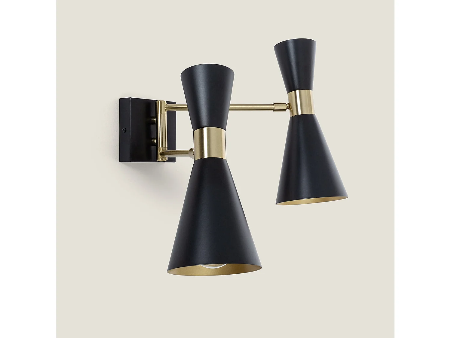 Lampada da Parete Orientabile Metallo 2 Faretti Jigger Nero